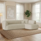 Sofá Modular Oslo Luxuoso Sala de Estar Decoração Luxo 265cm Suede Bege
