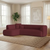 Sofá Modular Oslo Luxuoso Sala de Estar Decoração Luxo 265cm Suede Bordo