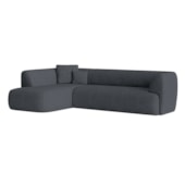 Sofá Modular Oslo Luxuoso Sala de Estar Decoração Luxo 265cm Suede Cinza Escuro