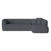 Sofá Modular Oslo Luxuoso Sala de Estar Decoração Luxo 265cm Suede Cinza Escuro