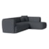 Sofá Modular Oslo Luxuoso Sala de Estar Decoração Luxo 265cm Suede Cinza Escuro