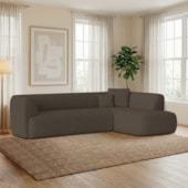 Sofá Modular Oslo Luxuoso Sala de Estar Decoração Luxo 265cm Suede Marrom