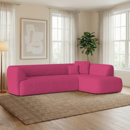 Sofá Modular Oslo Luxuoso Sala de Estar Decoração Luxo 265cm Suede Pink