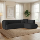 Sofá Modular Oslo Luxuoso Sala de Estar Decoração Luxo 265cm Suede Preto