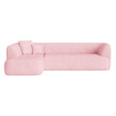 Sofá Modular Oslo Luxuoso Sala de Estar Decoração Luxo 265cm Suede Rosa Bebe