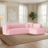 Sofá Modular Oslo Luxuoso Sala de Estar Decoração Luxo 265cm Suede Rosa Bebê