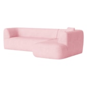 Sofá Modular Oslo Luxuoso Sala de Estar Decoração Luxo 265cm Suede Rosa Bebê