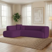 Sofá Modular Oslo Luxuoso Sala de Estar Decoração Luxo 265cm Suede Roxo