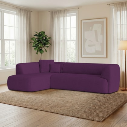 Sofá Modular Oslo Luxuoso Sala de Estar Decoração Luxo 265cm Suede Roxo