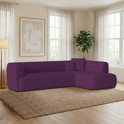 Sofá Modular Oslo Luxuoso Sala de Estar Decoração Luxo 265cm Suede Roxo