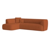 Sofá Modular Oslo Luxuoso Sala de Estar Decoração Luxo 265cm Suede Terracota