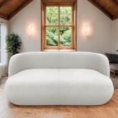 Sofá Nimbus 160cm Orgânico Luxo Sala Recepção 2 Lugares Bouclé Branco