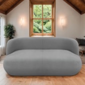 Sofá Nimbus 160cm Orgânico Luxo Sala Recepção 2 Lugares Bouclé Cinza