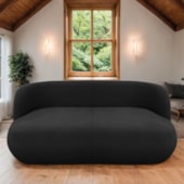 Sofá Nimbus 160cm Orgânico Luxo Sala Recepção 2 Lugares Bouclé Preto