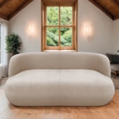 Sofá Nimbus 160cm Orgânico Luxo Sala Recepção 2 Lugares Linho Bege