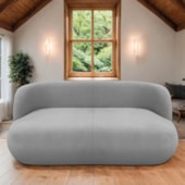 Sofá Nimbus 160cm Orgânico Luxo Sala Recepção 2 Lugares Linho Cinza Claro
