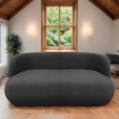 Sofá Nimbus 160cm Orgânico Luxo Sala Recepção 2 Lugares Linho Cinza Escuro