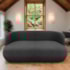 Sofá Nimbus 160cm Orgânico Luxo Sala Recepção 2 Lugares Linho Cinza Escuro