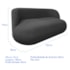Sofá Nimbus 180cm Orgânico Luxo Sala Recepção 3 Lugares Linho Cinza Escuro