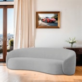 Sofá Orgânico Luxo Recepção 220cm Amore Linho Cinza Claro