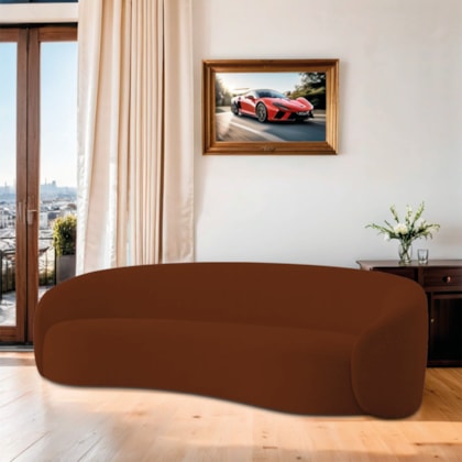Sofá Orgânico Luxo Recepção 250cm Amore Bouclé Terracota