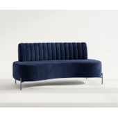 sofá Recamier curvo Sala de Estar Safira Suede Azul Marinho