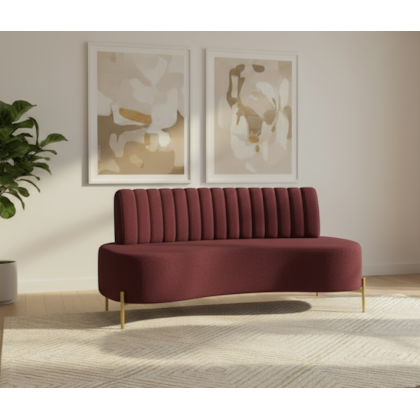 sofá Recamier curvo Sala de Estar Safira Suede Bordo
