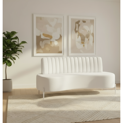 sofá Recamier curvo Sala de Estar Safira Suede Branco