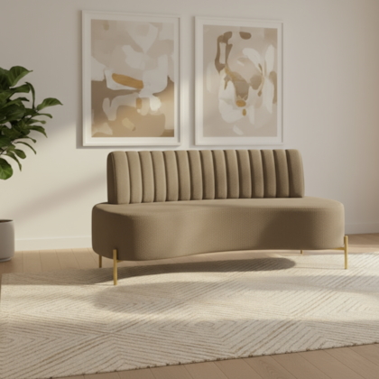 sofá Recamier curvo Sala de Estar Safira Suede Capuccinno