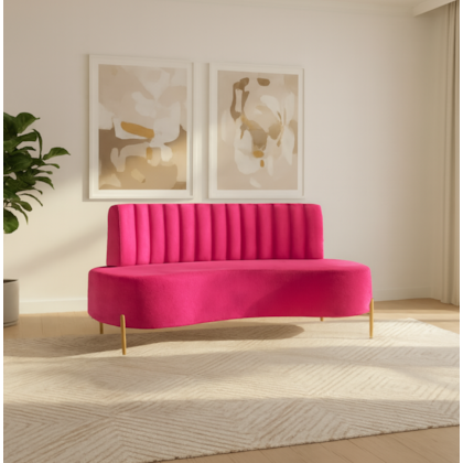 sofá Recamier curvo Sala de Estar Safira Suede Pink