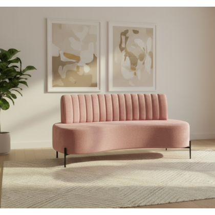 sofá Recamier curvo Sala de Estar Safira Suede Rose