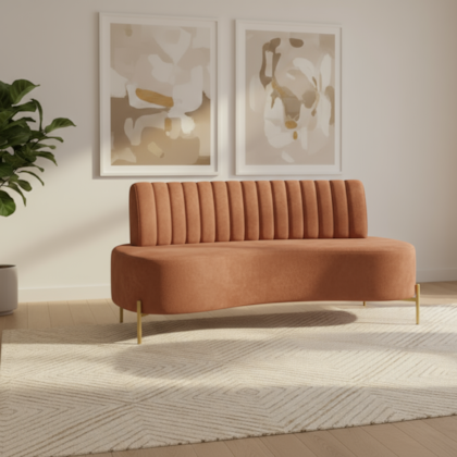 sofá Recamier curvo Sala de Estar Safira Suede Terracota