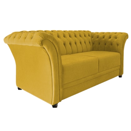 Sofá Recamier Decorativa Chesterfield Sofia Suede Amarelo Capitonê - Amarena Móveis