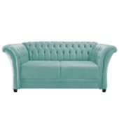 Sofá Recamier Decorativa Chesterfield Sofia Suede Azul Tiffany Capitonê - Amarena Móveis
