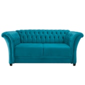Sofá Recamier Decorativa Chesterfield Sofia Suede Azul Turquesa Capitonê - Amarena Móveis
