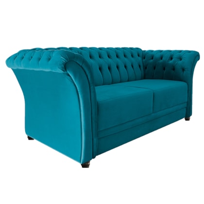 Sofá Recamier Decorativa Chesterfield Sofia Suede Azul Turquesa Capitonê - Amarena Móveis