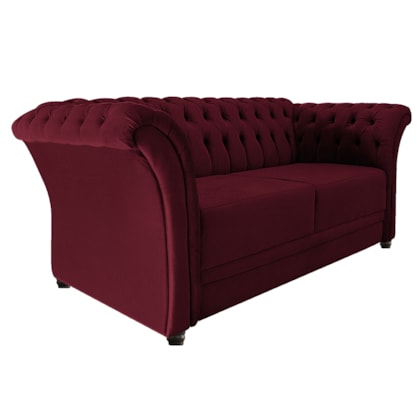 Sofá Recamier Decorativa Chesterfield Sofia Suede Bordô Capitonê - Amarena Móveis