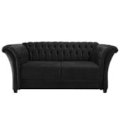 Sofá Recamier Decorativa Chesterfield Sofia Suede Preto Capitonê - Amarena Móveis