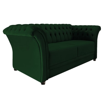 Sofá Recamier Decorativa Chesterfield Sofia Suede Verde Capitonê - Amarena Móveis